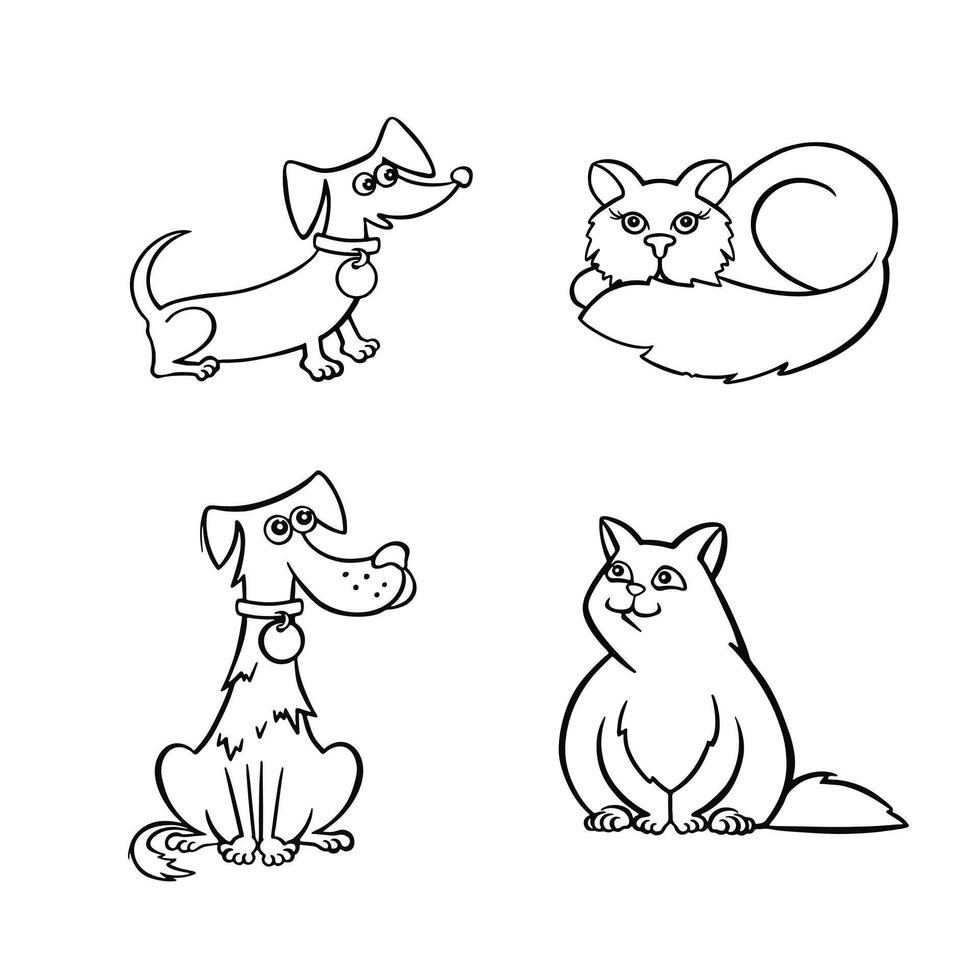 carino cane e gatto pose eps 10 . illustrazione vettore