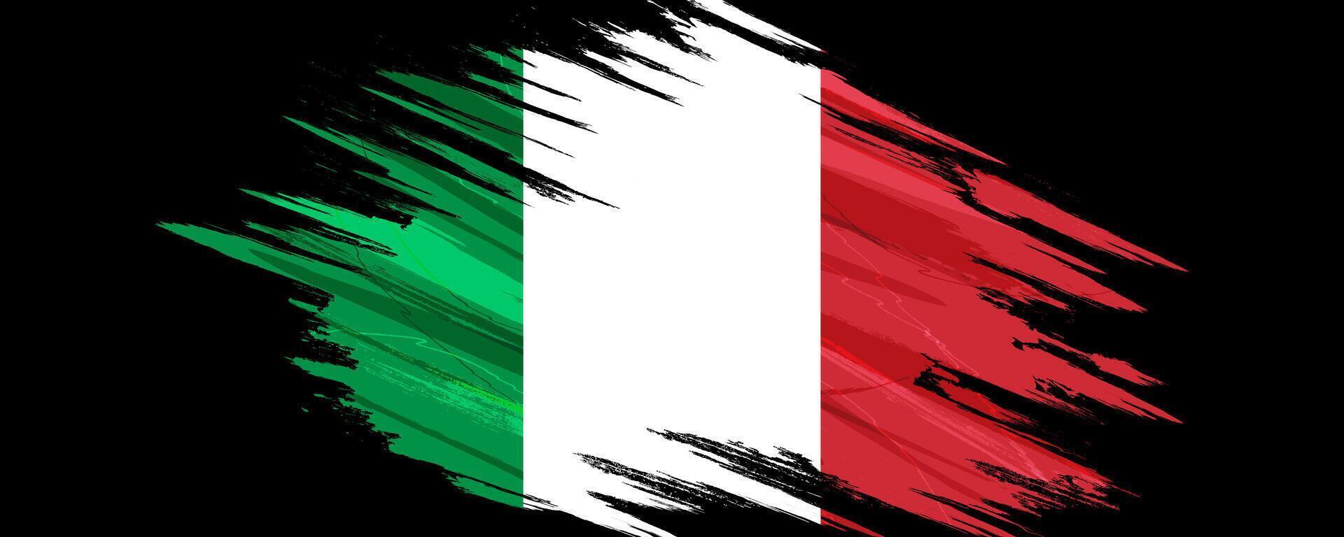 Italia bandiera nel spazzola dipingere stile. nazionale bandiera di Italia con grunge spazzola concetto vettore