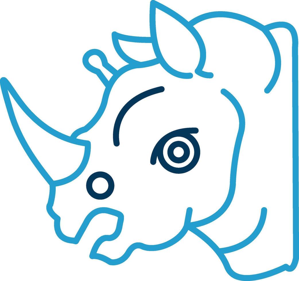 rinoceronte linea blu Due colore icona vettore