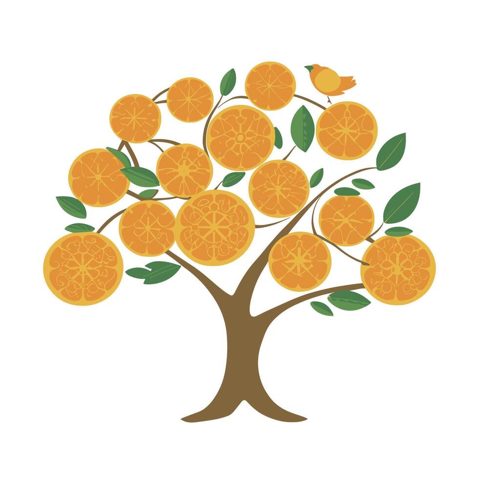 arancia albero illustrazione vettore