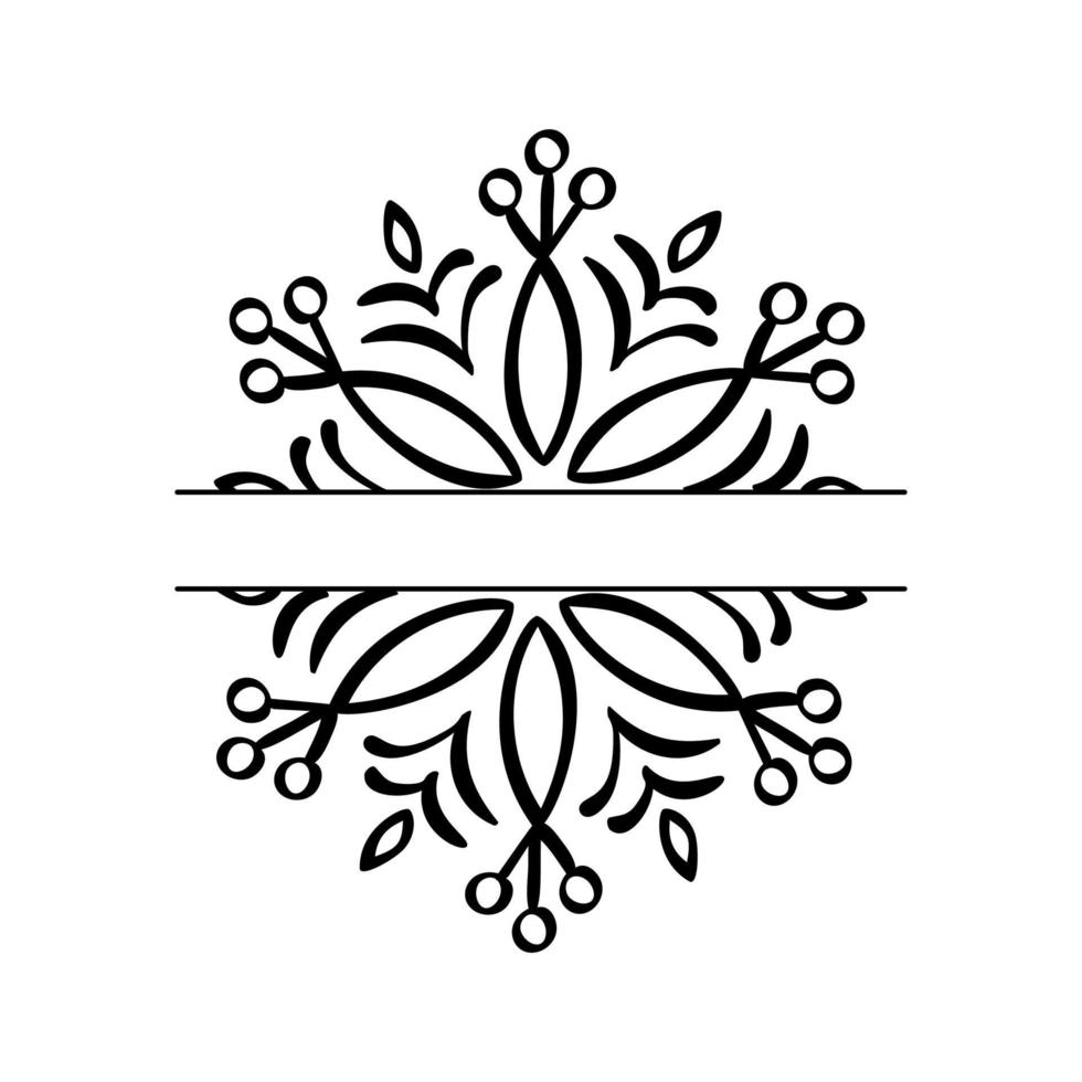 vettore disegnato a mano diviso fiocco di neve scandinavo vintage di natale. elemento di design decorativo di natale in stile retrò, illustrazione invernale isolata
