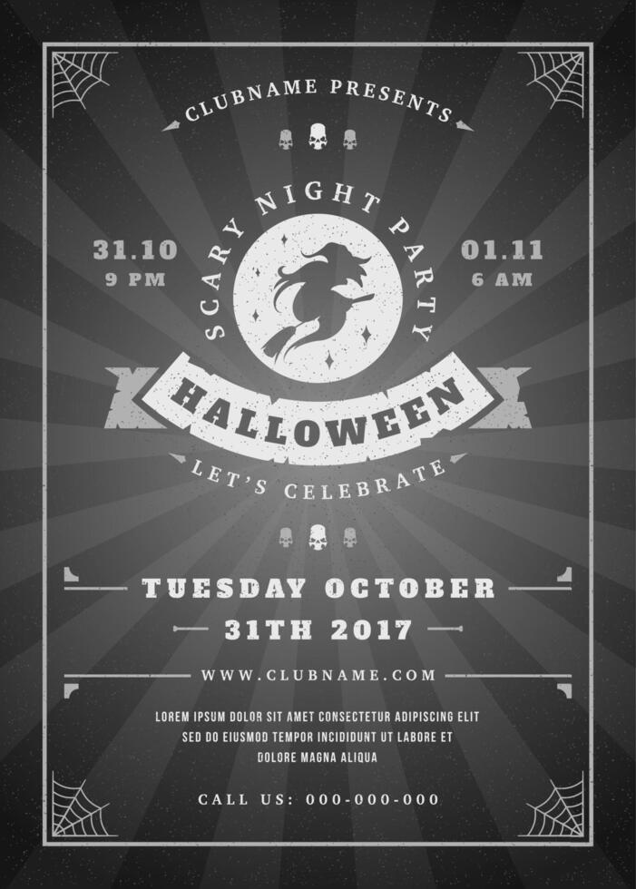 Halloween celebrazione notte festa manifesto o aviatore design vettore