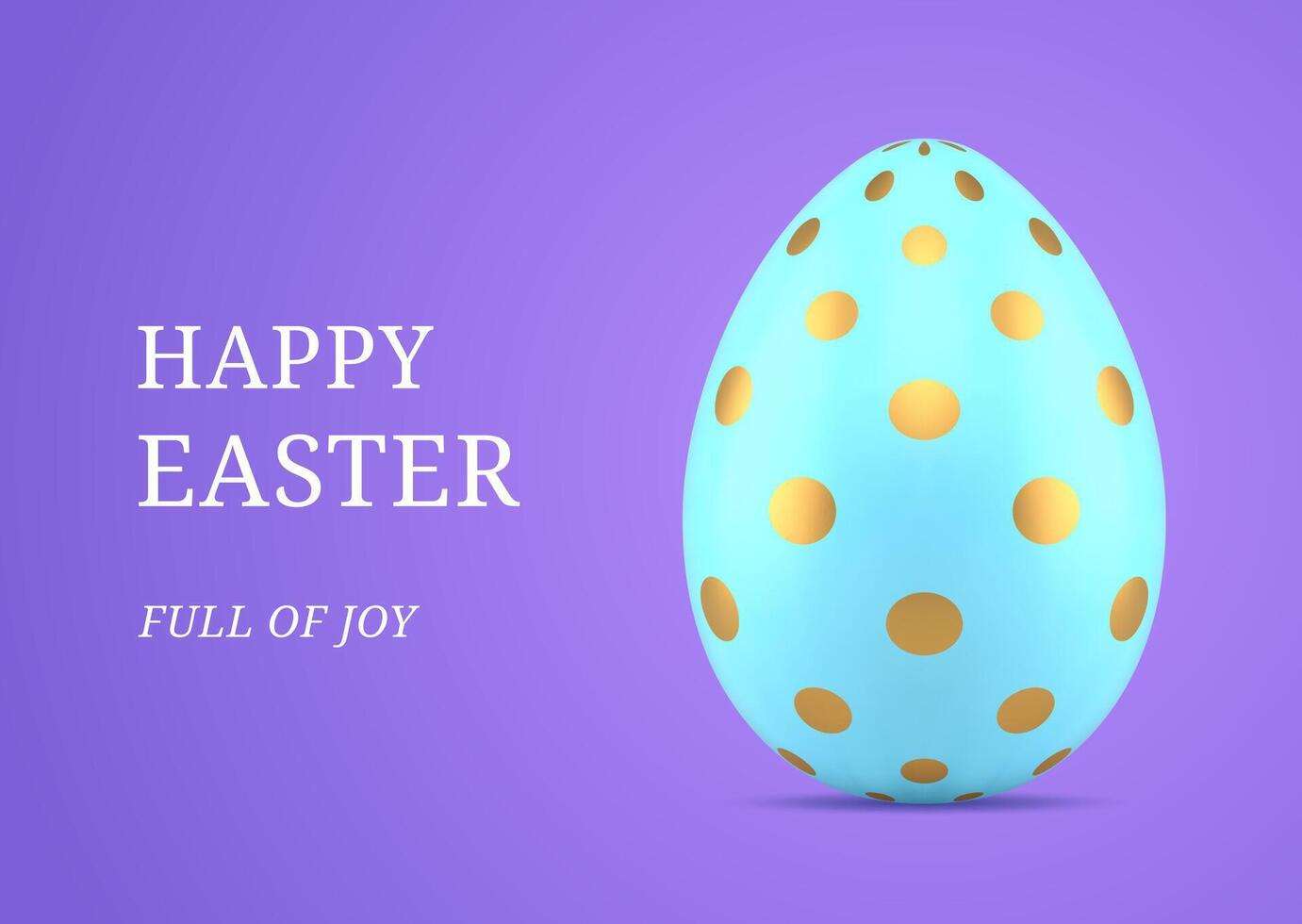 contento Pasqua blu dipinto pollo uovo d'oro polka punto 3d saluto carta design modello realistico illustrazione vettore