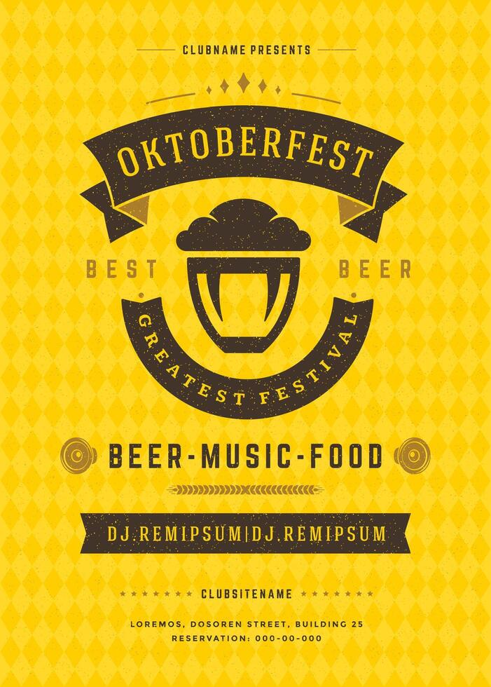 oktoberfest Festival manifesto evidenziazione birra, musica, e cibo vettore