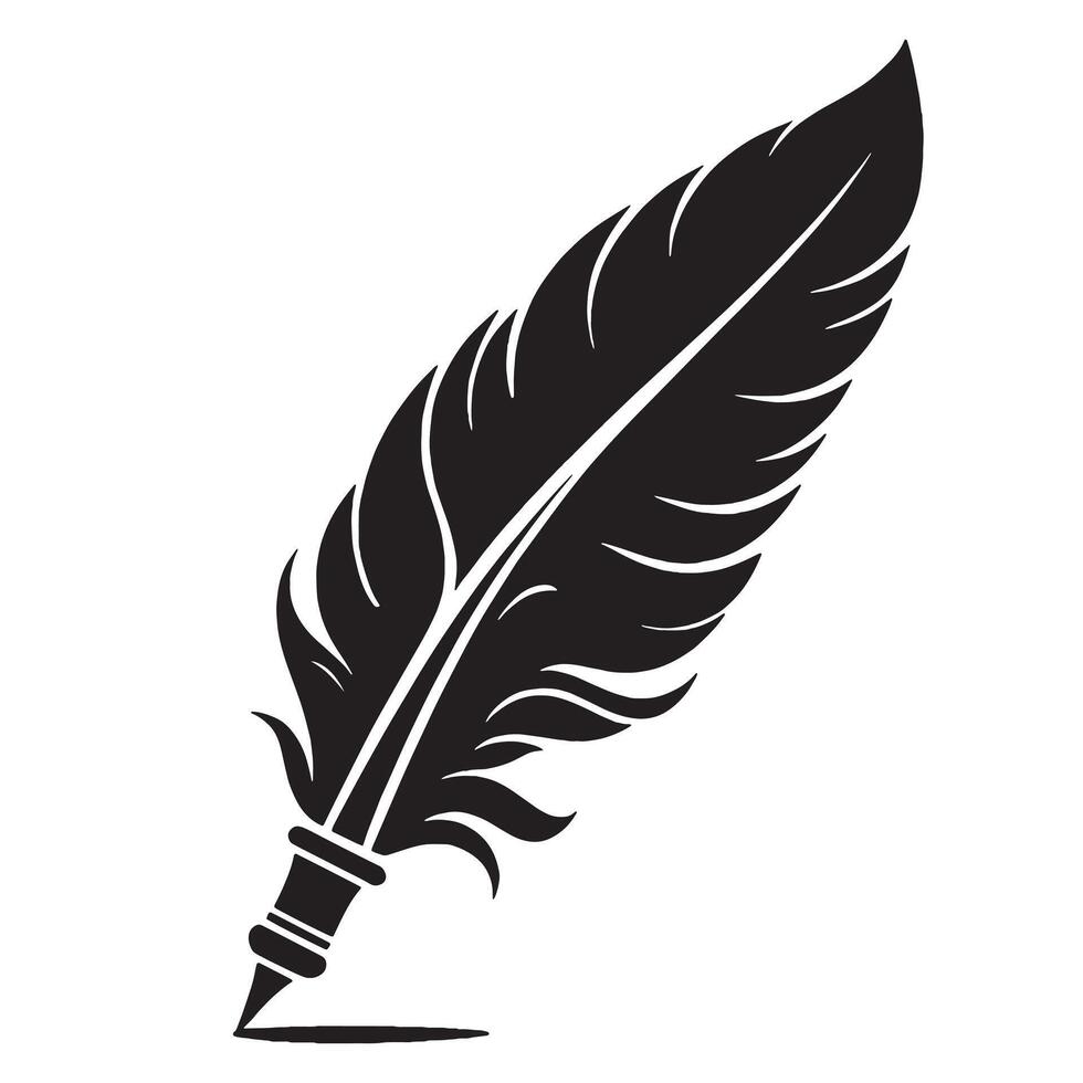 penna d'oca piuma penna illustrazione nel nero e bianca vettore