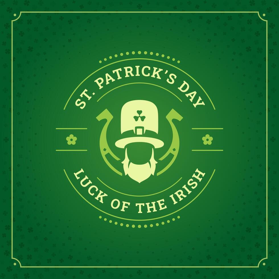 santo Patrick giorno fortuna di irlandesi verde trifoglio sociale media inviare modello Vintage ▾ vettore