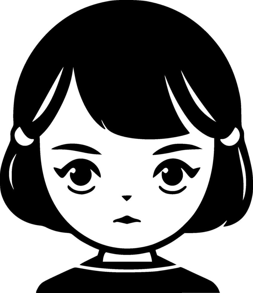ragazza - nero e bianca isolato icona - illustrazione vettore