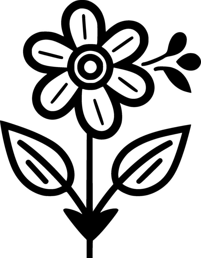 fiore - nero e bianca isolato icona - illustrazione vettore