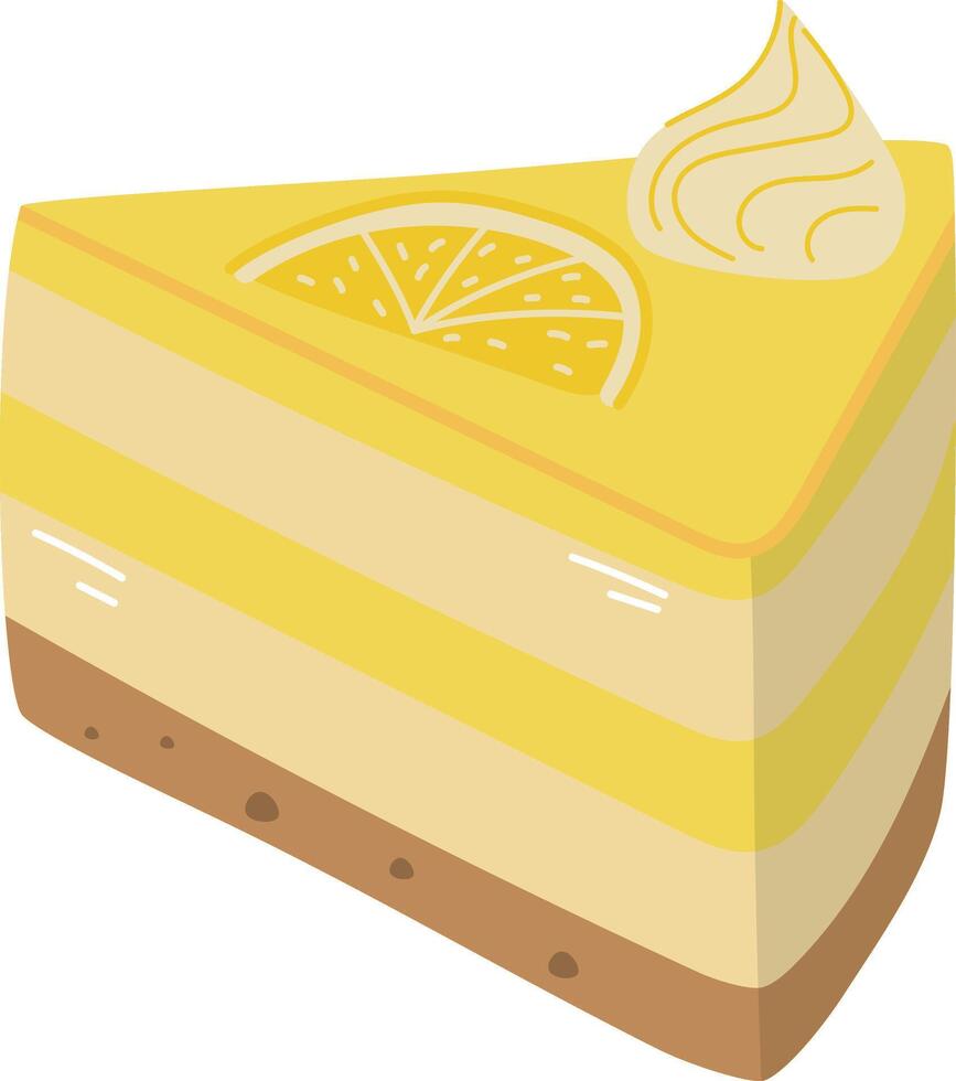 pezzo di Limone meringa torta e Limone fetta, Limone torta di formaggio, illustrazione, torta clipart vettore