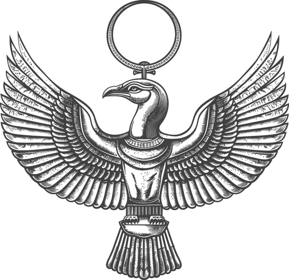 antico Egitto egiziano geroglifico simbolo immagini utilizzando vecchio incisione stile corpo nero colore solo vettore
