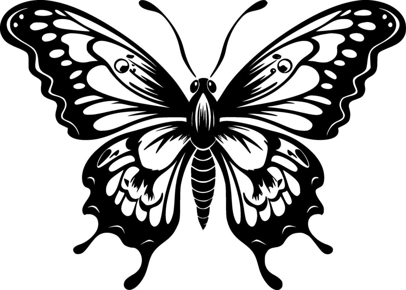 farfalla - nero e bianca isolato icona - illustrazione vettore