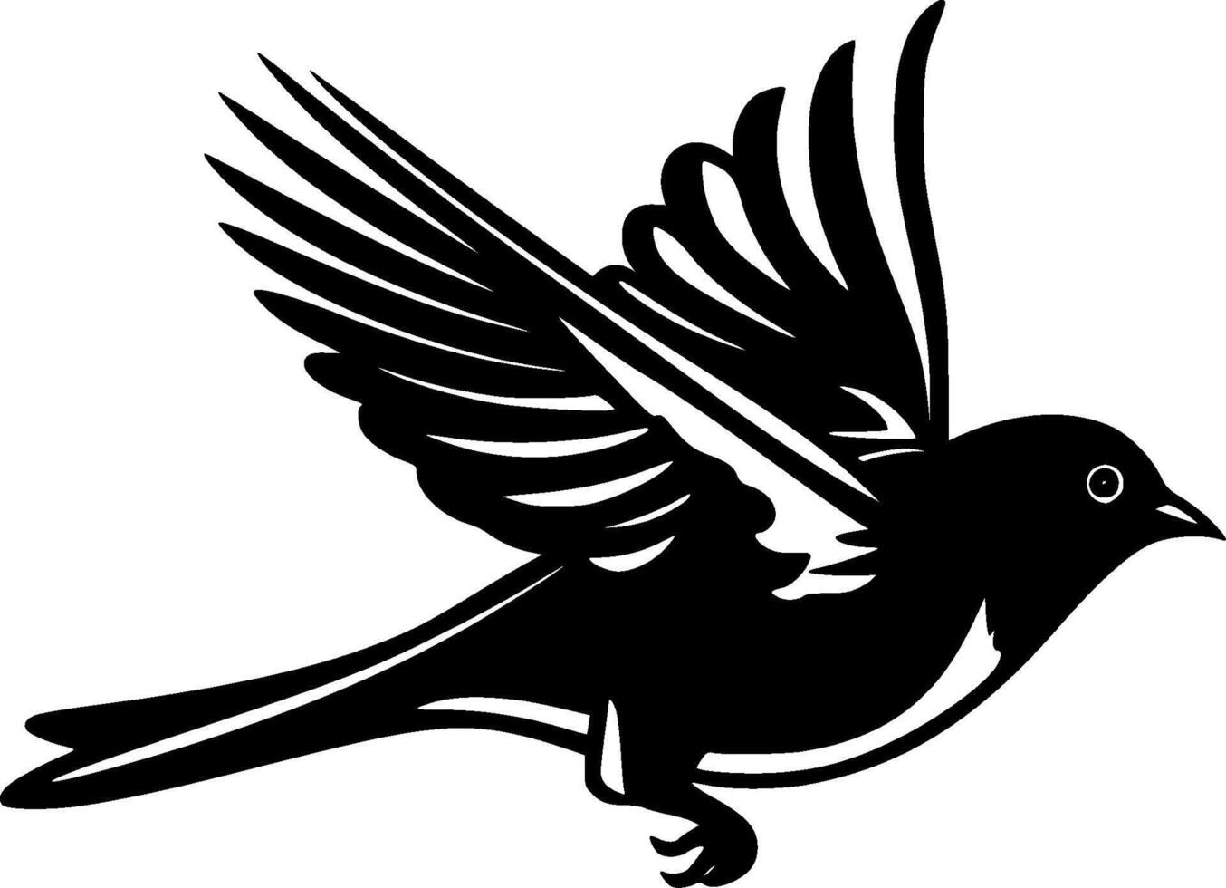 uccello - nero e bianca isolato icona - illustrazione vettore