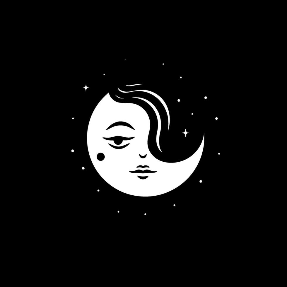 Luna - nero e bianca isolato icona - illustrazione vettore