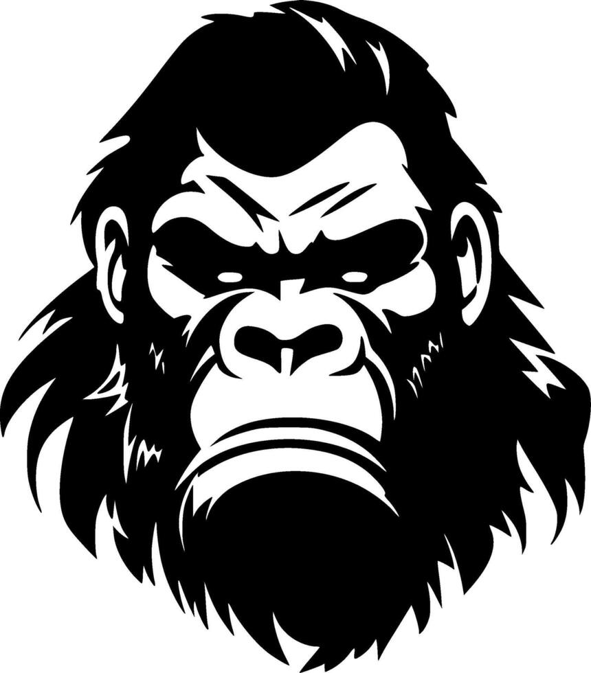 gorilla - nero e bianca isolato icona - illustrazione vettore