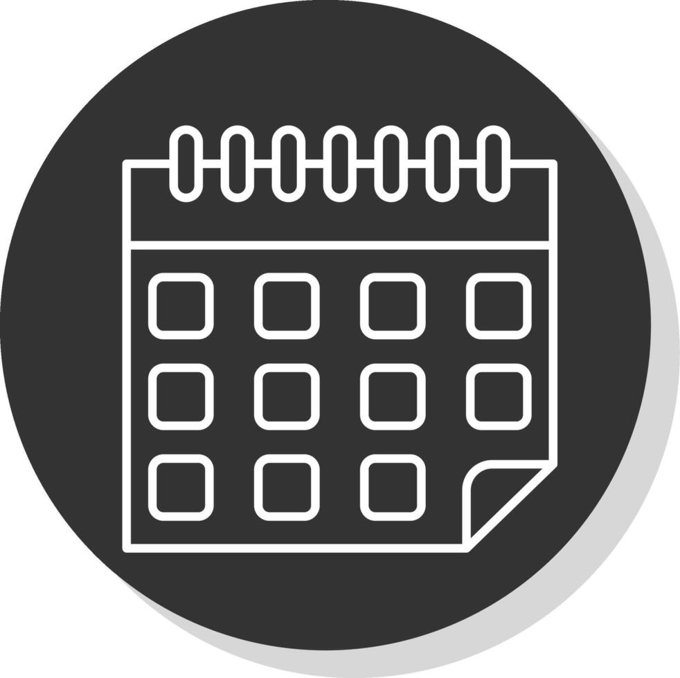 calendario linea grigio cerchio icona vettore