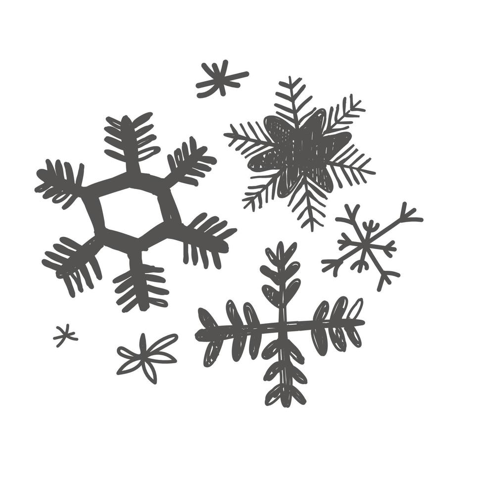 illustrazione disegnata a mano di scarabocchio di schizzo del fiocco di neve. concetto di natale invernale disegnato a mano. vettore