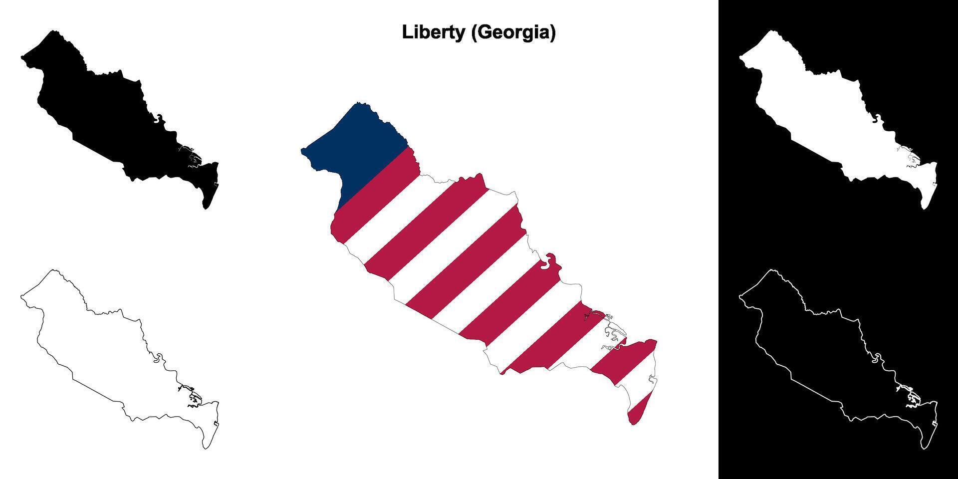 libertà contea, Georgia schema carta geografica impostato vettore