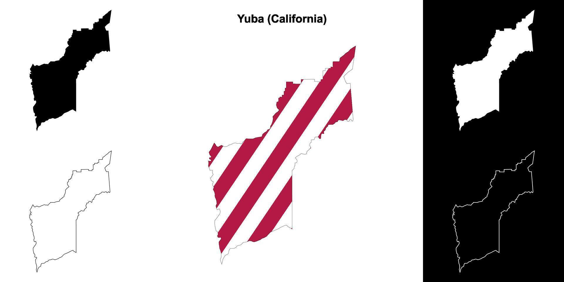 Yuba contea, California schema carta geografica impostato vettore