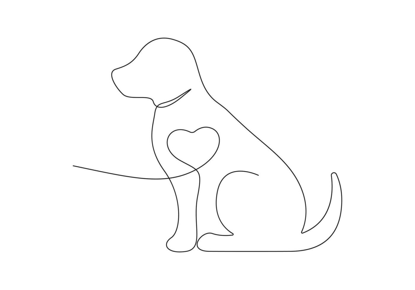 cane nel uno continuo linea disegno professionista illustrazione vettore