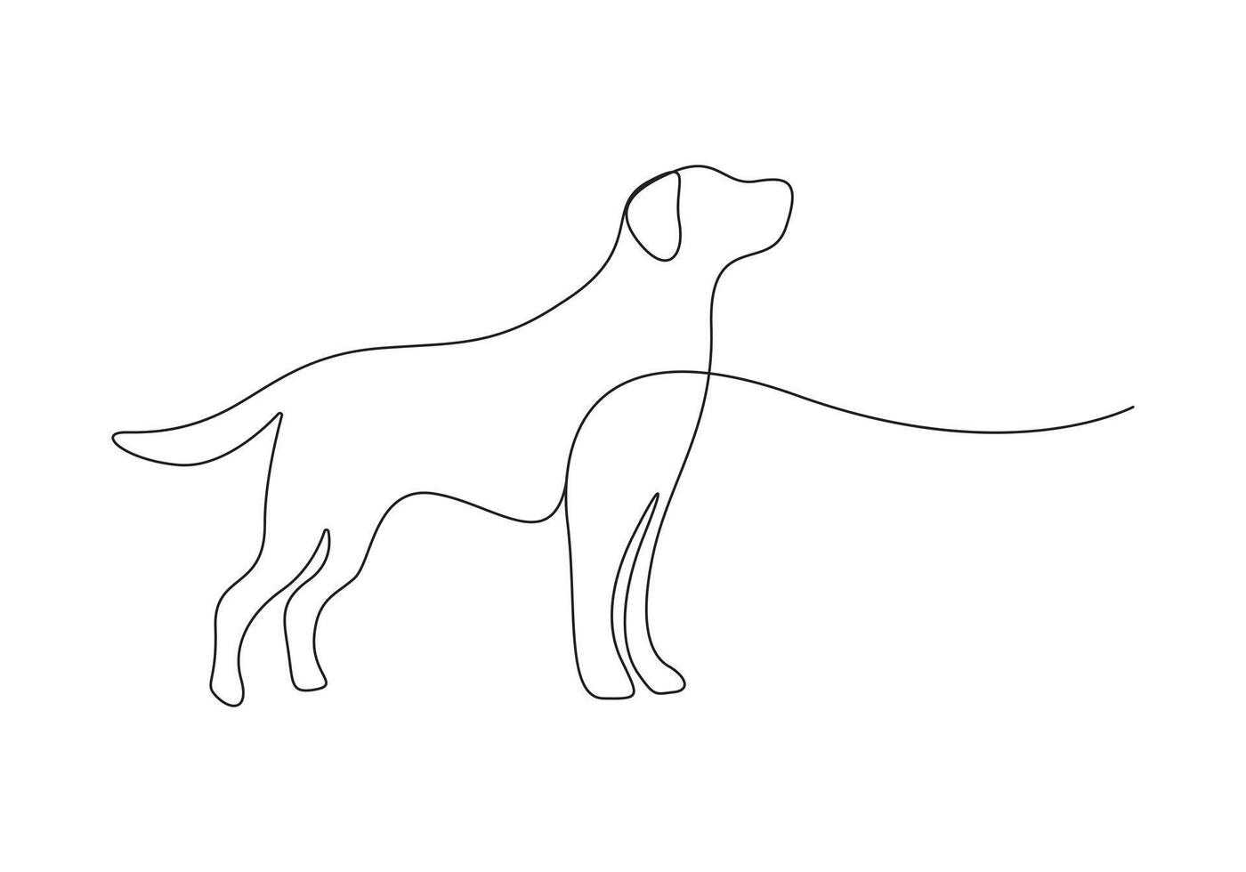 cane nel uno continuo linea disegno professionista illustrazione vettore