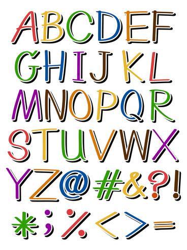 Lettere in diversi colori vettore
