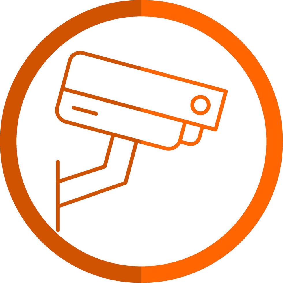 sicurezza telecamera linea arancia cerchio icona vettore