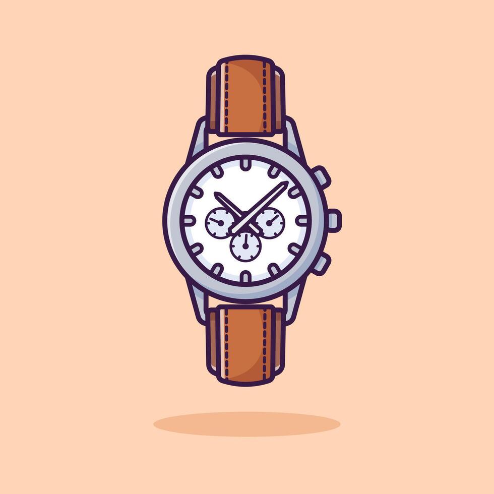 orologio da polso cartone animato icona illustrazione. orologio oggetto icona concetto isolato premio . vettore