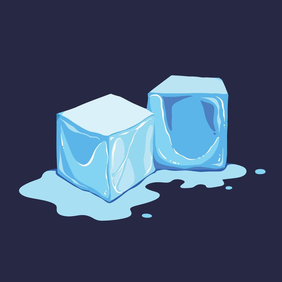 Due fusione ghiaccio cubi acqua illustrazione isolato su piazza sfondo. semplice piatto cartone animato arte styled disegno. fresco oggetto per freddo bevanda bevande. vettore