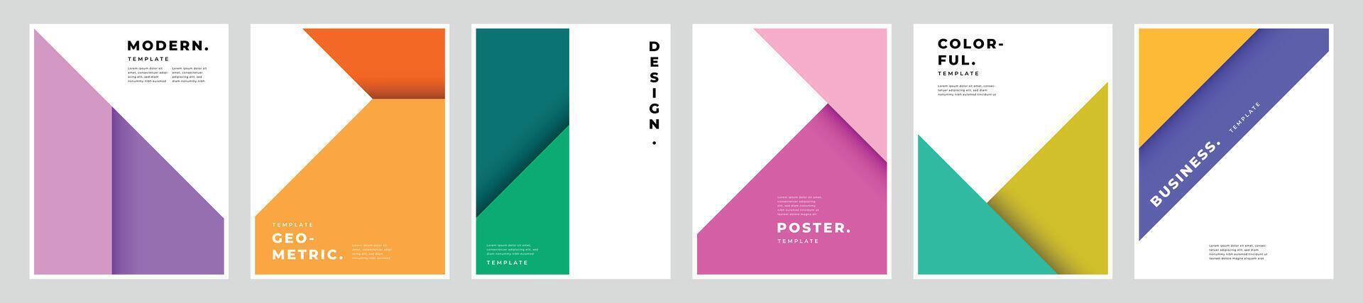 colorato geometrico manifesto design impostare. creativo minimalista poligono bandiera design. vettore