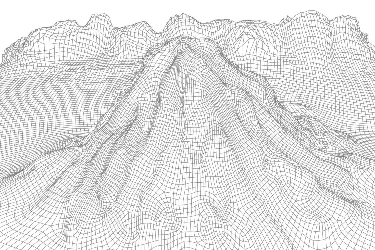 astratto wireframe paesaggio sfondo. 3d futuristico maglia montagne. anni 80 retrò illustrazione. cyberspazio tecnologia valli vettore
