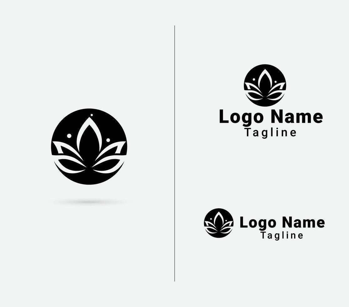 nero colore loto fiore logo design con cerchio astratto forma vettore