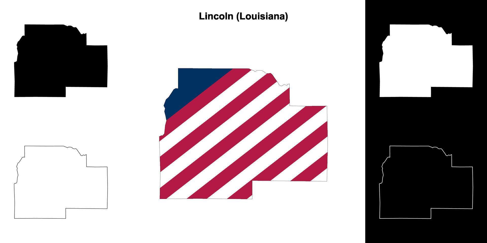 Lincoln parrocchia, Louisiana schema carta geografica impostato vettore