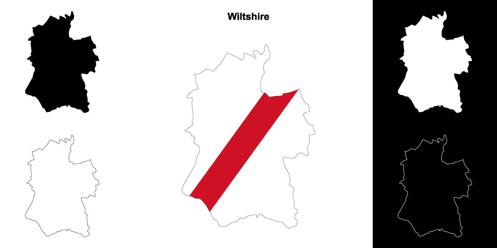 Wiltshire vuoto schema carta geografica impostato vettore