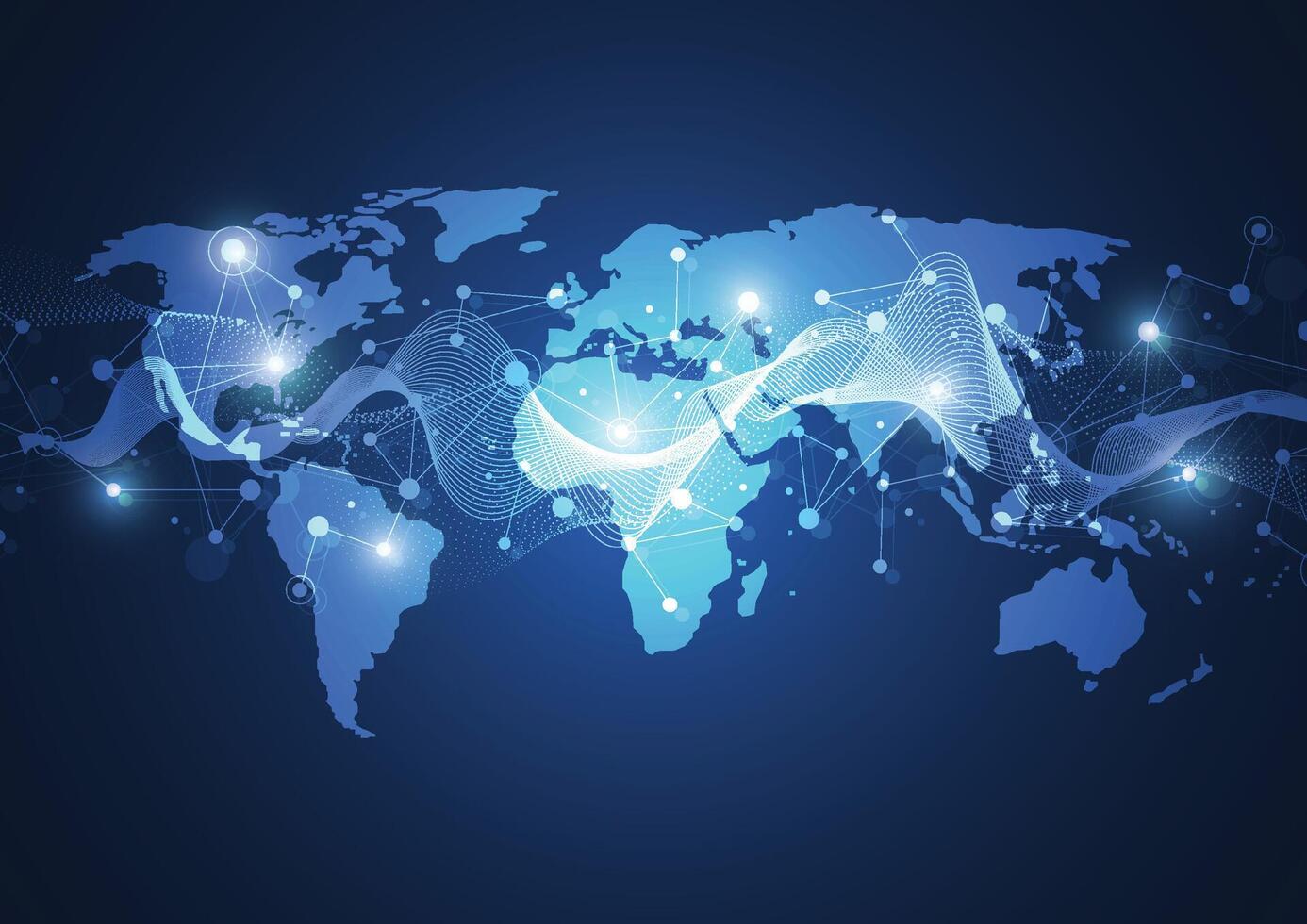 globale Rete connessione. mondo carta geografica punto e linea composizione concetto di globale attività commerciale. illustrazione vettore