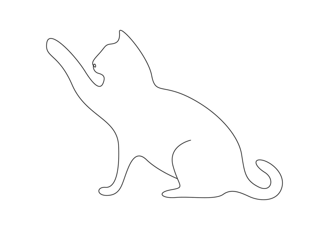 continuo singolo linea disegno di carino gatto digitale illustrazione vettore