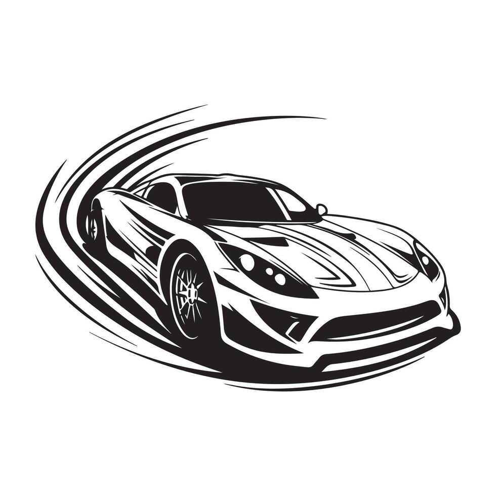 sport auto silhouette, disegno, arte su bianca sfondo vettore