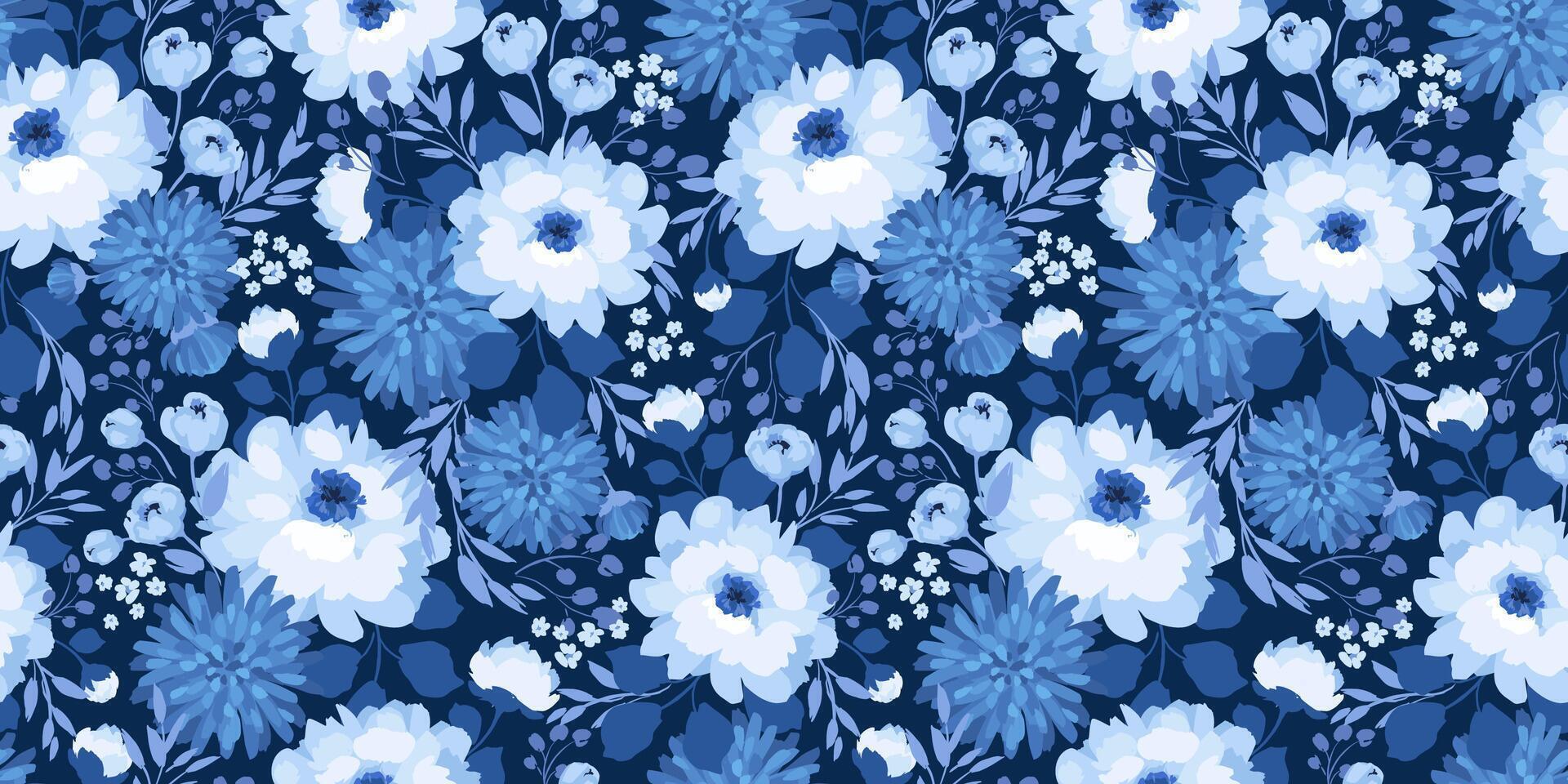 blu floreale senza soluzione di continuità modello. design per carta, coperchio, tessuto, interno arredamento e altro usi vettore