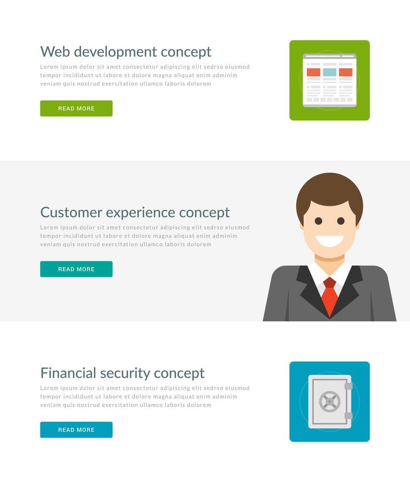 sito web intestazioni o promozione banner modelli e piatto icone design vettore