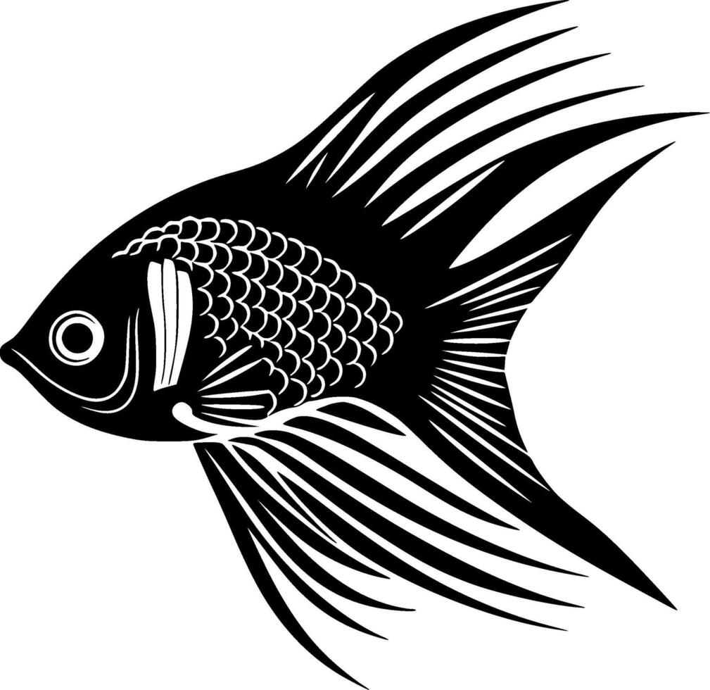 pesce angelo, nero e bianca illustrazione vettore