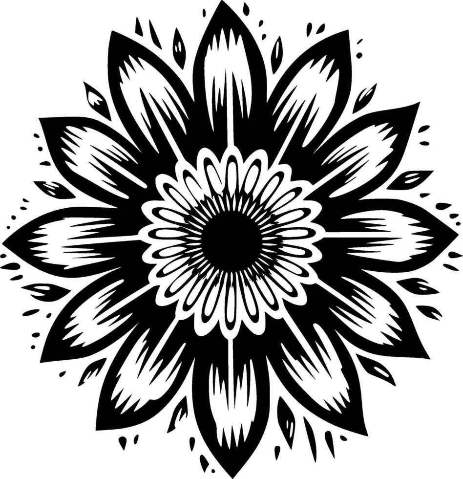 girasole - nero e bianca isolato icona - illustrazione vettore