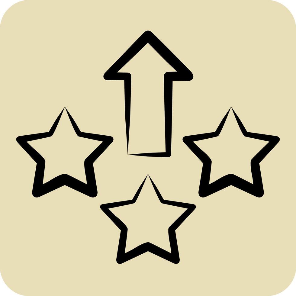 icona livello su. relazionato per in linea gioco simbolo. mano disegnato stile. semplice design illustrazione vettore
