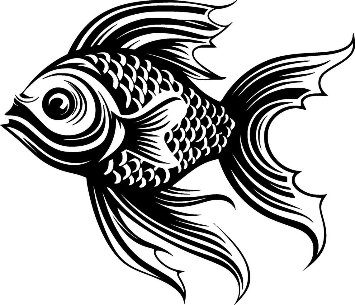 pesce, nero e bianca illustrazione vettore
