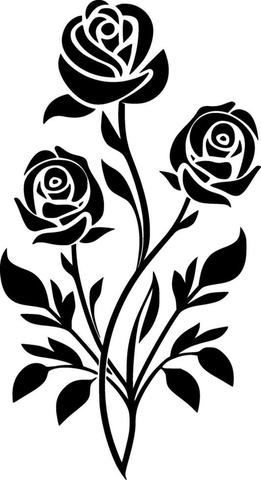 fiori - nero e bianca isolato icona - illustrazione vettore