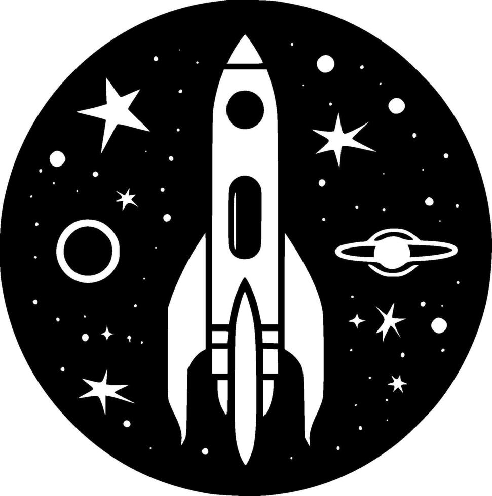 spazio - nero e bianca isolato icona - illustrazione vettore