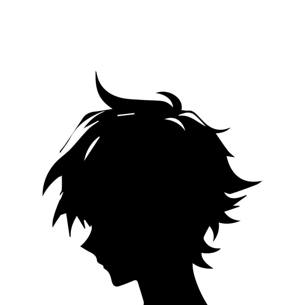 anime testa silhouette, uomo anime stile vettore