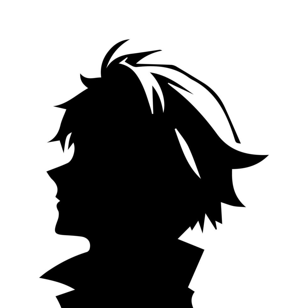 anime testa silhouette, uomo anime stile vettore