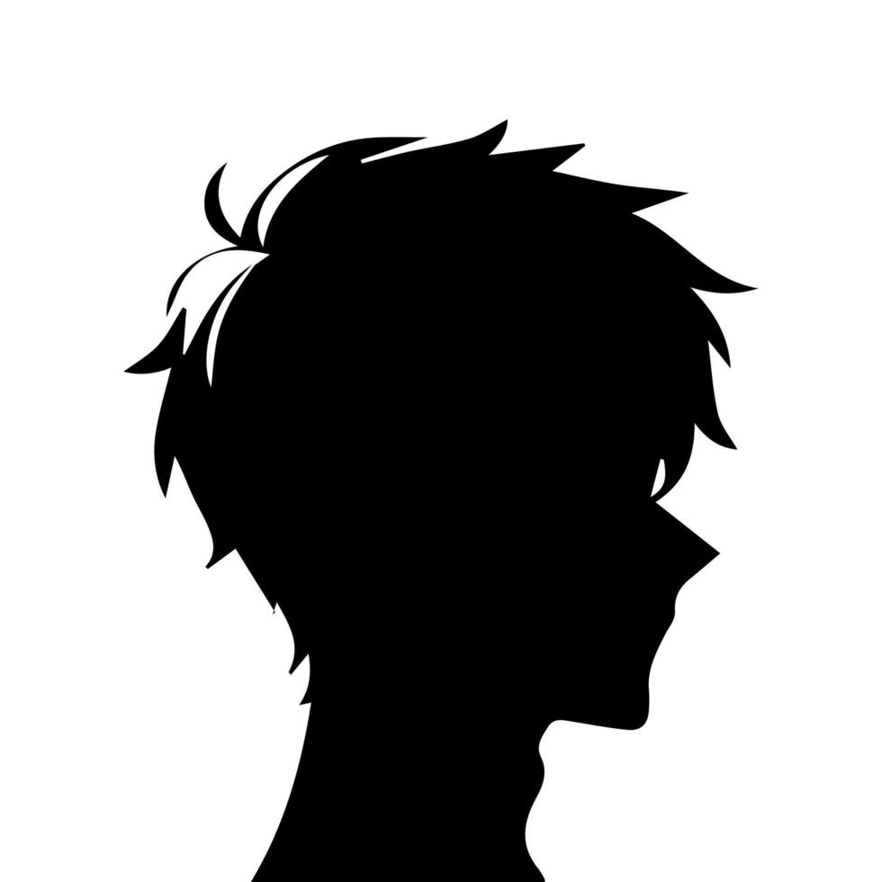 anime testa silhouette, uomo anime stile vettore