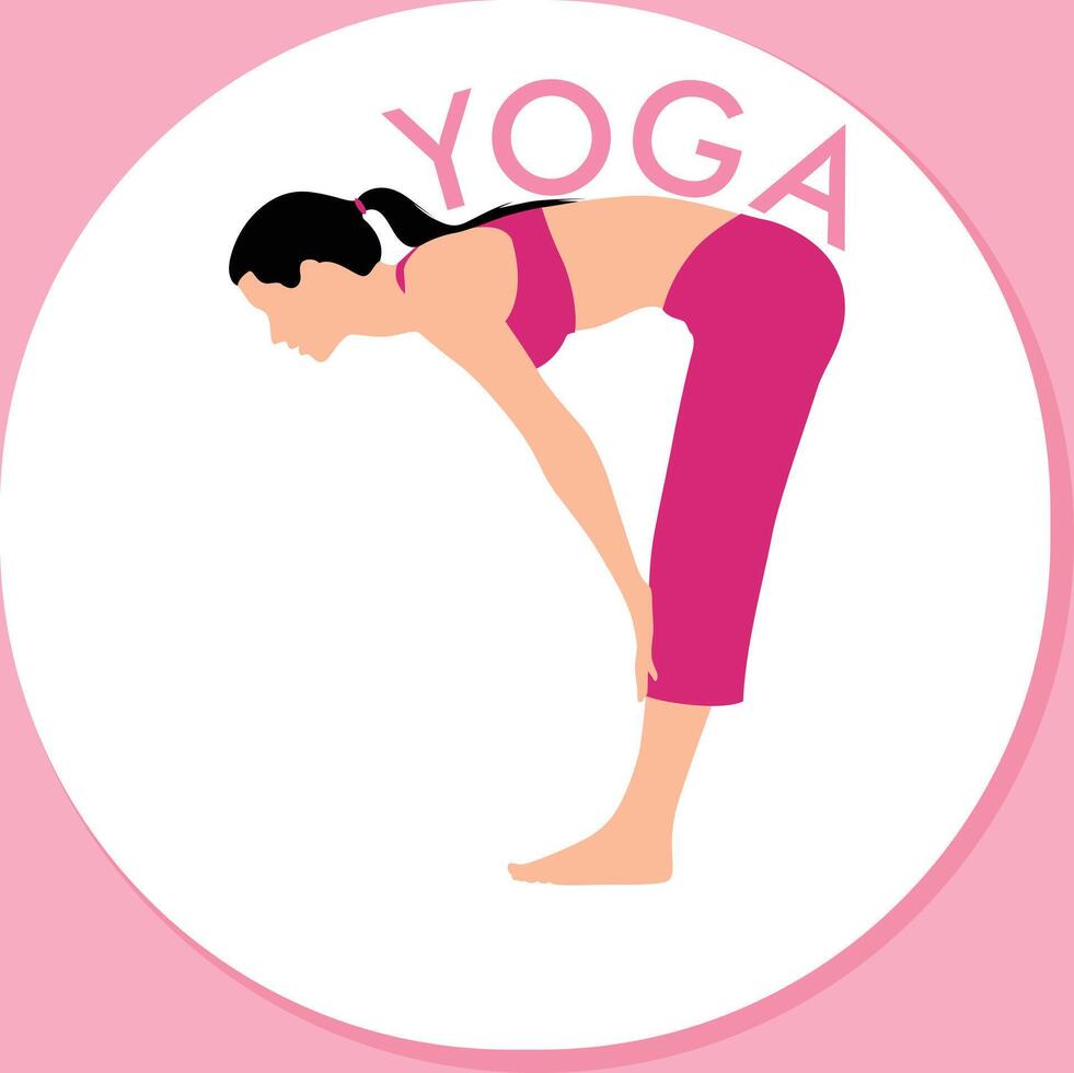 un' donna è fare yoga su internazionale yoga giorno vettore