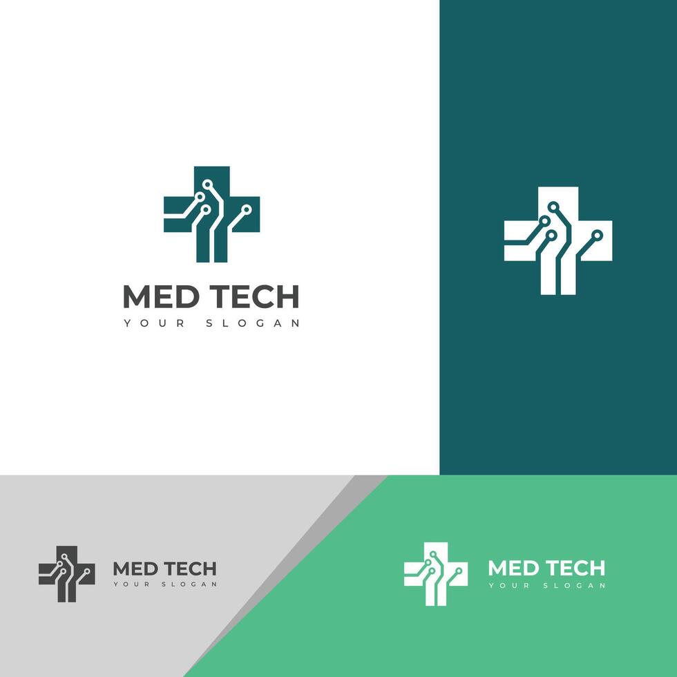 creativo med Tech logo design modello icona. vettore