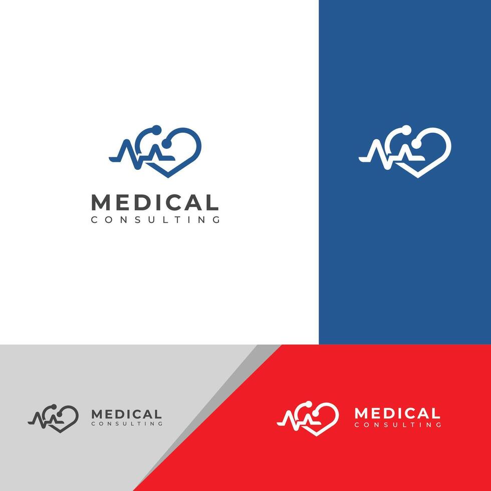 medico cuore logo design modello. battito cardiaco logo. vettore